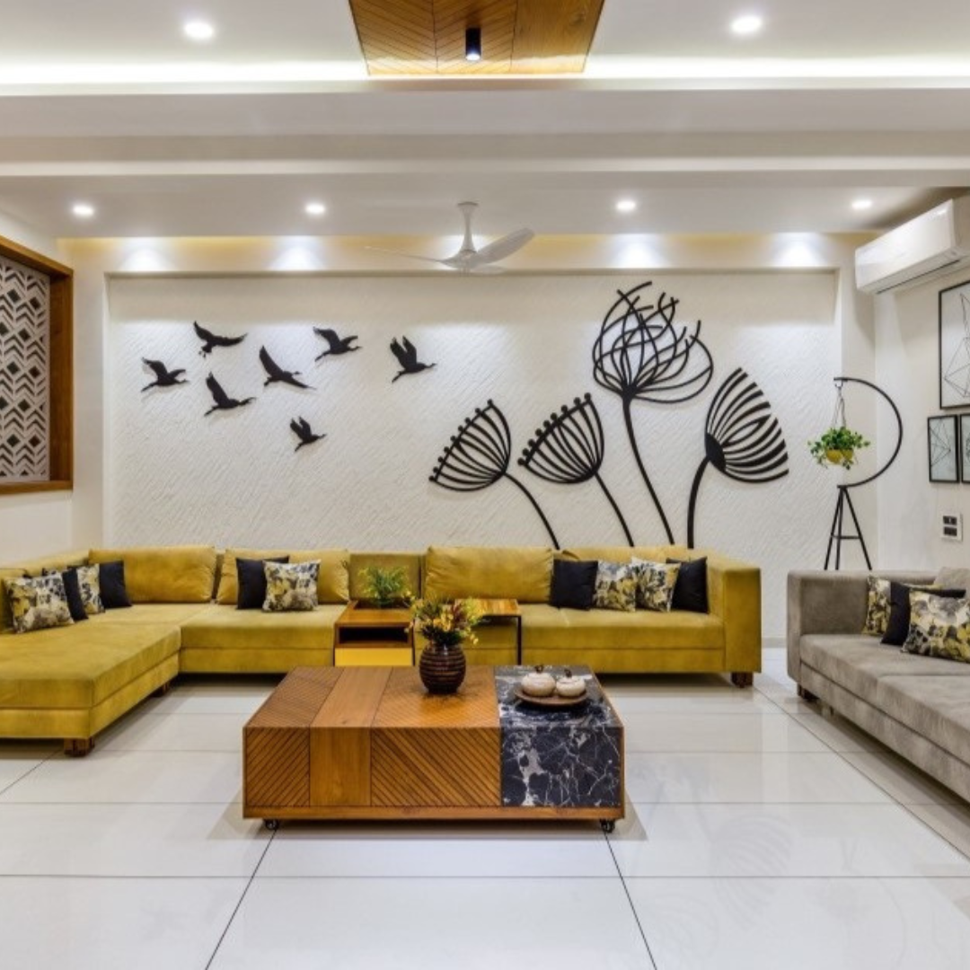 Living room interior with TV unit — Furnhomes Madurai